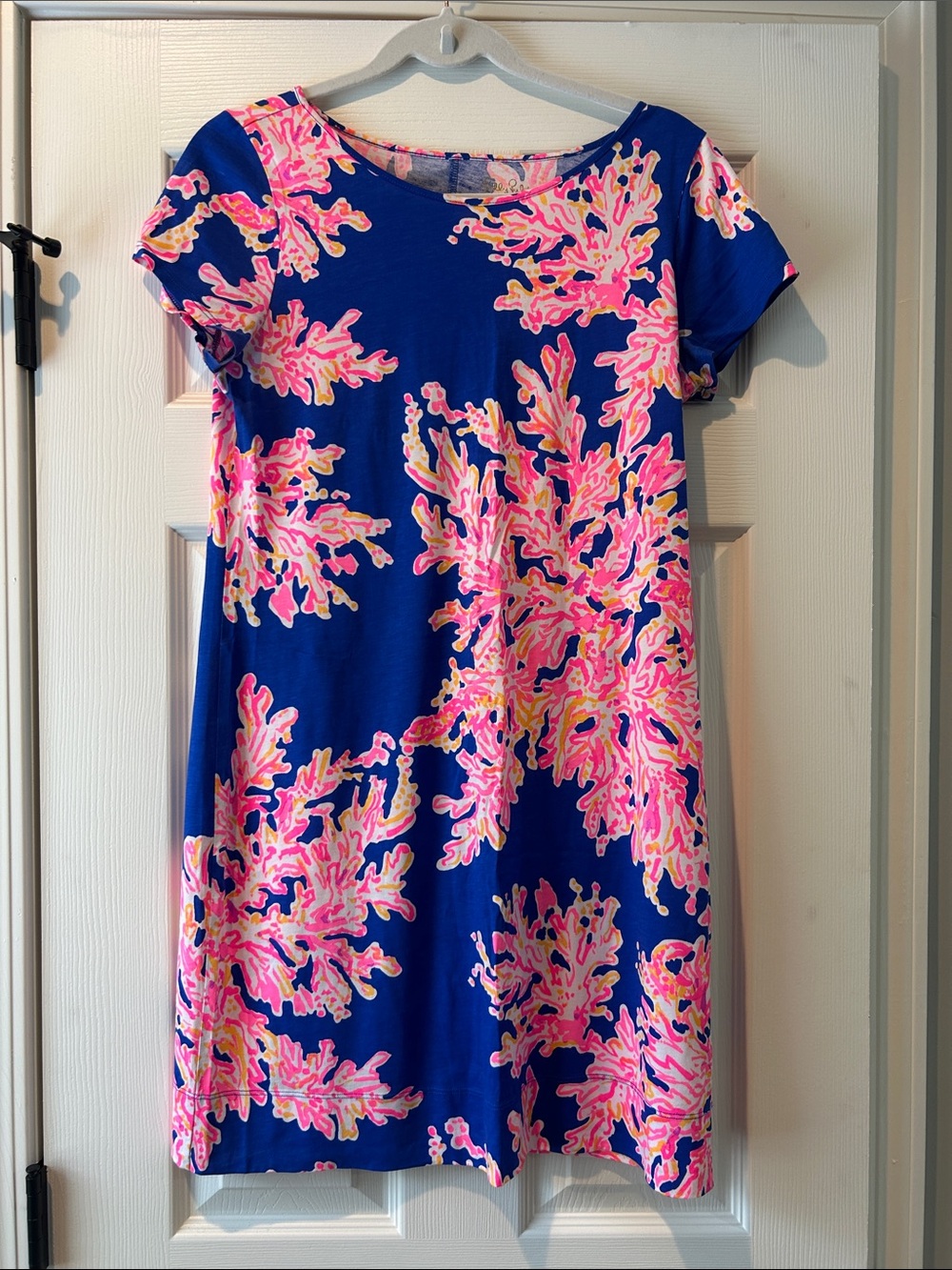 Lilly Pulitzer Marlowe Dress in "Brilliant Blue It's Eelectric" coral print